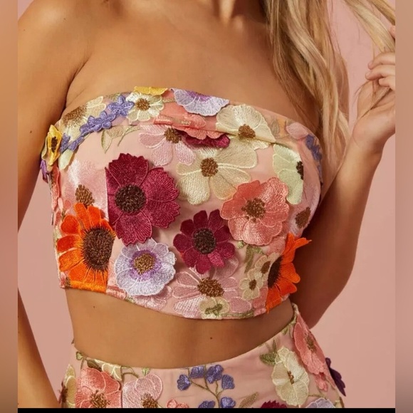 Altar’d Altard State Size Medium 3D Floral Tube Top - Picture 1 of 6